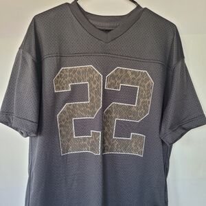 Hollister Men's Short-Sleeve Mesh Jersey Shirt - Charcoal with Leopard '22'